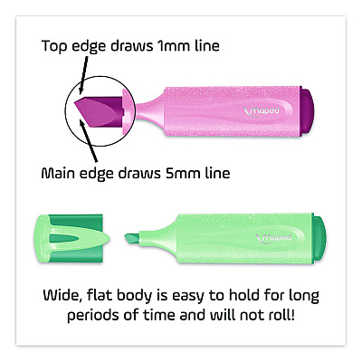 Maped Helix Fluo Peps Pastel Glitter Highlighter, Assorted Ink, Chisel Tip, Assorted Barrel, 4/Pack (742046)