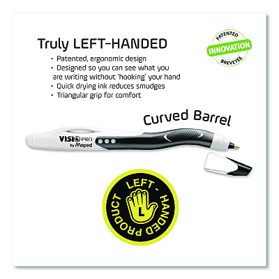 Maped Helix Visio Left-Handed Ballpoint Pen, Stick, Medium 1 mm, Assorted Ink and Barrel Colors, 3/Pack (224324)