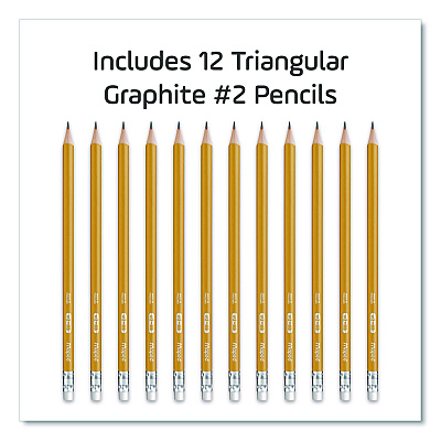 Maped Helix Essentials Triangular Pre-Sharpened Pencils, HB (#2), Black Lead, Yellow Barrel, 12/Box (851779ZT)