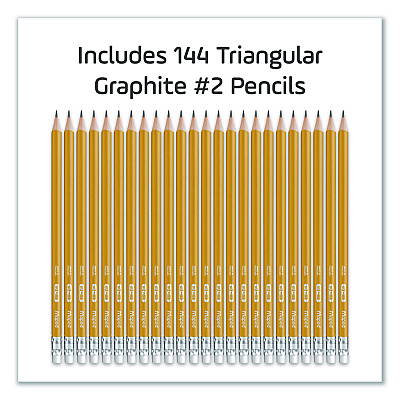 Maped Helix Essentials Triangular Pre-Sharpened Pencils, HB (#2), Black Lead, Yellow Barrel, 144/Box (851770ZT)