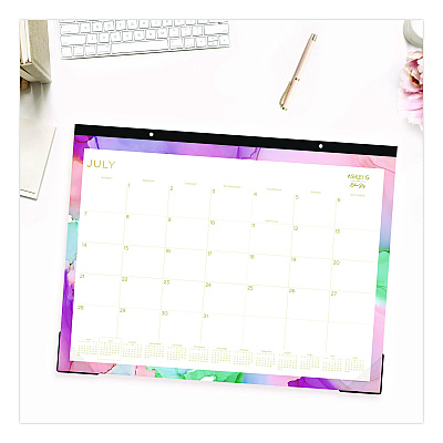 Blue Sky Ashley G Academic Monthly Desk Pad, 22x17, Multicolor Sheets, Black Headband, Clear Corners, 12-Month (Jul to Jun): 2025-2026 (148668)