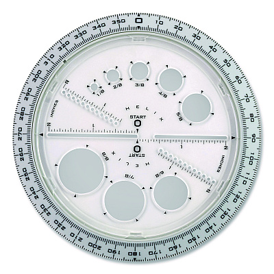 Maped Helix 360 Degree Angle and Circle Maker 2-in-1 Protractor and Compass Tool, 2" Ruler Edge, Plastic, Randomly Assorted Color (36002)