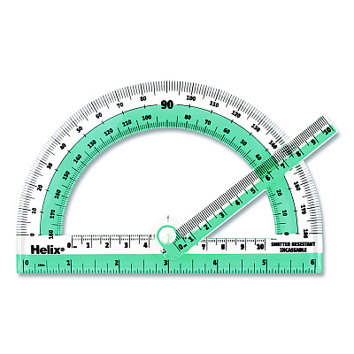 Maped Helix 180 Degree Shatter Resistant Swing Arm Protractor, 6" Ruler Edge/10 cm Ruler Edge, Plastic, Randomly Assorted Color (60009)