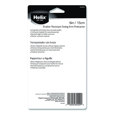 Maped Helix 180 Degree Shatter Resistant Swing Arm Protractor, 6" Ruler Edge/10 cm Ruler Edge, Plastic, Randomly Assorted Color (60009)