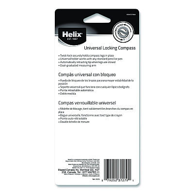 Maped Helix Universal Plastic Locking Compass, 12" Maximum Diameter, Randomly Assorted Colors (37279)