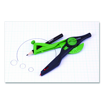 Maped Helix Universal Plastic Locking Compass, 12" Maximum Diameter, Randomly Assorted Colors (37279)