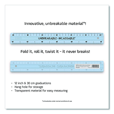 Maped Helix Unbreakable 12" Ruler, Standard/Metric, 12.72" Long, Randomly Assorted Color (245648)