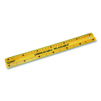 Maped Helix Unbreakable 12" Ruler, Standard/Metric, 12.72" Long, Randomly Assorted Color (245648)