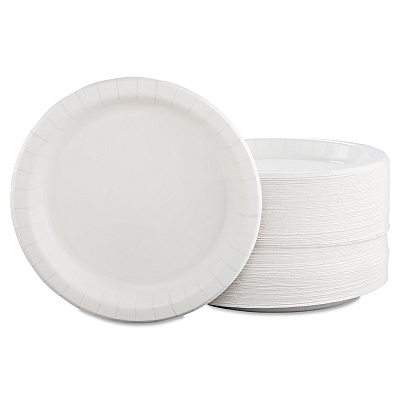 Solo Bare Eco-Forward Clay-Coated Paper Dinnerware, ProPlanet Seal, Plate, 8.5" dia, White, 125/Pack, 4 Packs/Carton (SCCMP9BR2054)