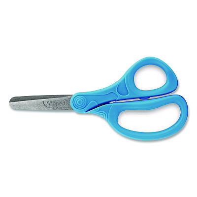 Maped Helix Essential Blunt School Scissors School Pack, Rounded Tip, 5.35" Long, 2" Cut Length, Straight Assorted Handle, Dozen (480149)