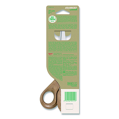 Maped Helix Advanced Wood Multipurpose Scissors, 8.25" Long, 4.75" Cut Length, Straight Brown Handle (499111FM)