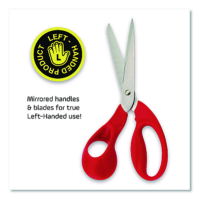 Maped Helix Expert Left-Handed Multipurpose Scissors, 8.25" Long, 5" Cut Length, Straight Red Handle (686549)