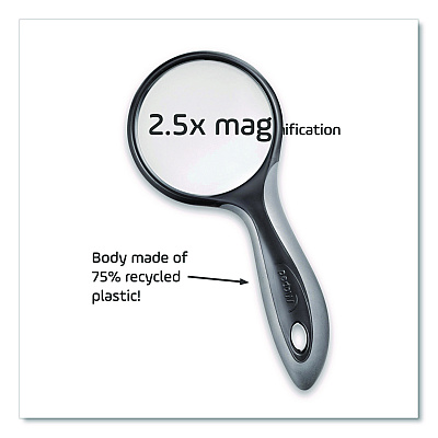 Maped Helix 2.5X Soft Touch Large Magnifying Glass, Plastic Lens, 3" dia, Randomly Assorted Color (393549)