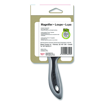 Maped Helix 2.5X Soft Touch Large Magnifying Glass, Plastic Lens, 3" dia, Randomly Assorted Color (393549)