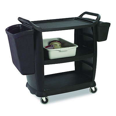 Boardwalk Bussing Cart, Plastic, 3 Shelves, 300 lb Capacity, 18 x 36.25 x 38, Black (BCART3)