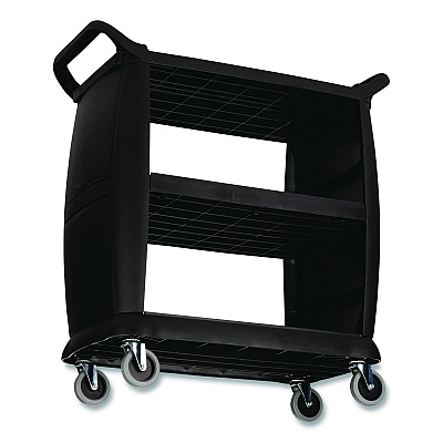 Boardwalk Bussing Cart, Plastic, 3 Shelves, 300 lb Capacity, 18 x 36.25 x 38, Black (BCART3)