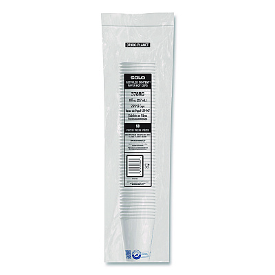 Solo Recycled Content PCF Paper Hot Cups, ProPlanet Seal, 8 oz, White, 50/Pack (378RCPLANEPK)