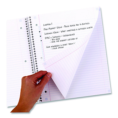 Five Star Simple Waves Organic Lines Notebook w/ Study App, 1-Subject, Med/College Rule, Assorted Cover Color (80) 11 x 8.5 Sheets (820233F)