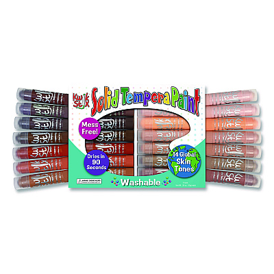 TPG Creations Kwik Stix Tempera Paint Sticks, Regular Size, 0.7" x 3.5", 14 Assorted Skintone Colors, 14/Pack, 12 Packs/Carton (67212)