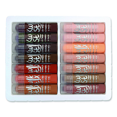 TPG Creations Kwik Stix Tempera Paint Sticks, Regular Size, 0.7" x 3.5", 14 Assorted Skintone Colors, 14/Pack, 12 Packs/Carton (67212)