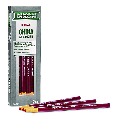 Dixon China Marker, 0.3" x 7", Crimson Red, Dozen (000710002)