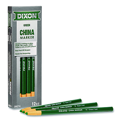 Dixon China Marker, 0.3" x 7", Green, Dozen (000740002)