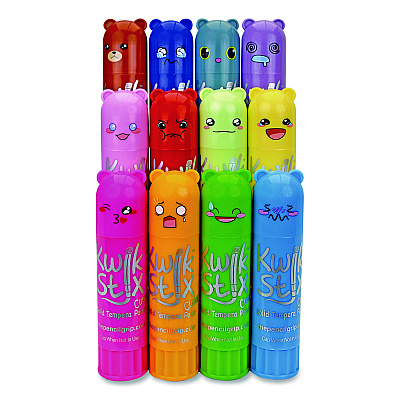TPG Creations Kwik Stix Tempera Paint Sticks, Large Size, 1" x 4", 12 Assorted Colors, 12/Pack, 12 Packs/Carton (68412)