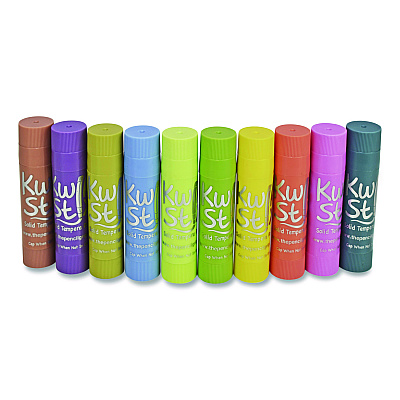 TPG Creations Kwik Stix Tempera Paint Set, Regular Size, 0.7" x 3.5", 12 Assorted Colors, 72/Pack, 2 Packs/Carton (69203)
