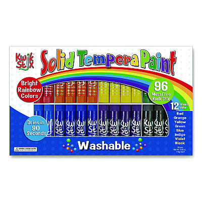 TPG Creations Kwik Stix Tempera Paint Set, Regular Size, 0.7" x 3.5", 8 Assorted Colors, 96/Pack, 2 Packs/Carton (69802)