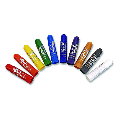 TPG Creations Kwik Stix Tempera Paint Set, Regular Size, 0.7" x 3.5", 10 Assorted Colors, 10/Pack, 12 Packs/Carton (69912)
