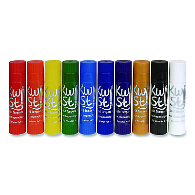 TPG Creations Kwik Stix Tempera Paint Set, Regular Size, 0.7" x 3.5", 10 Assorted Colors, 10/Pack, 12 Packs/Carton (69912)