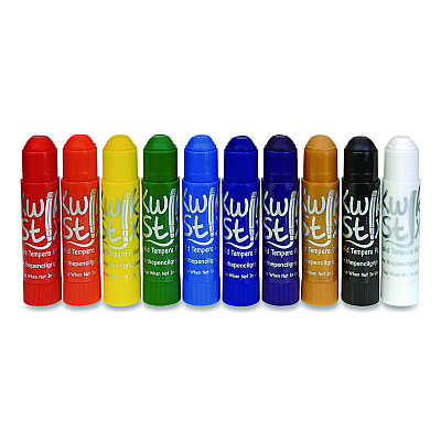 TPG Creations Kwik Stix Tempera Paint Set, Regular Size, 0.7" x 3.5", 10 Assorted Colors, 10/Pack, 12 Packs/Carton (69912)