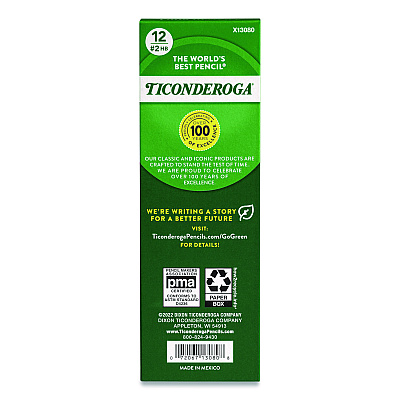 Dixon Ticonderoga Beginners Woodcase Pencil with Microban, HB (#2), Black Lead, Yellow Barrel, Dozen (130800002)
