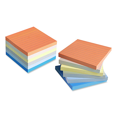 Universal Ultra Sticky Note Pads, Note Ruled, 4" x 4", Assorted Colors, 100 Sheets/Pad, 6 Pads/Pack (35633)