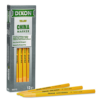 Dixon China Marker, 0.37" x 7", Yellow, 12/Pack (000730002)