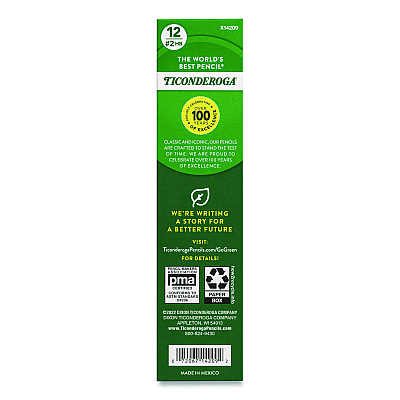 Ticonderoga Erasable Colored Pencils, 2.6 mm, 2B (#2), Blue Lead, Blue Barrel, 12/Pack (142090002)