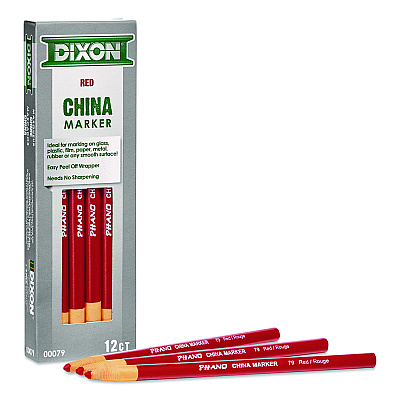Dixon China Marker, 0.37" x 7", Red, 12/Pack (000790002)