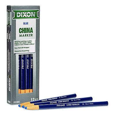 Dixon China Marker, 0.37" x 7", Blue, 12/Pack (000800002)