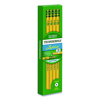Dixon Ticonderoga Laddie Woodcase Pencil with Microban, HB (#2), Black Lead, Yellow Barrel, 12/Pack (133040002)