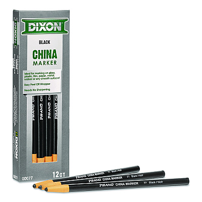 Dixon China Marker, 0.37" x 7", Black, 12/Pack (000770002)