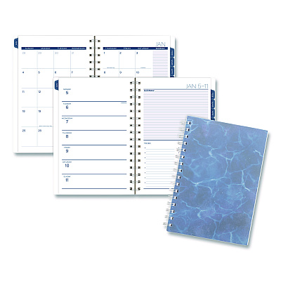 Cambridge Abyss Weekly/Monthly Planner, 8.5 x 5.5, Water-Inspired Artwork, Blue Cover, 12-Month(Jan-Dec): 2026 (1756200)
