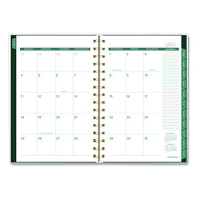 Cambridge Emerald Isle Weekly/Monthly Planner, 8.5 x 5.5, Green Marbled Cover, 12-Month (Jan-Dec): 2026 (1758200)