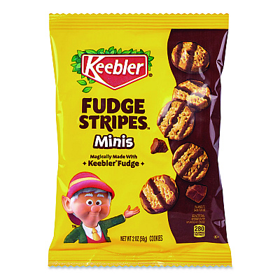 Keebler Mini Cookies, Fudge Stripes, 2 oz Pouch, 36/Box (22002517)