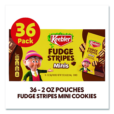 Keebler Mini Cookies, Fudge Stripes, 2 oz Pouch, 36/Box (22002517)