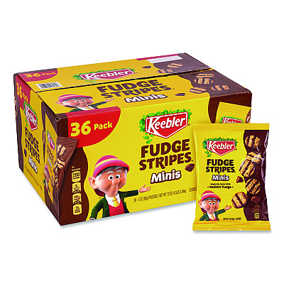 Keebler Mini Cookies, Fudge Stripes, 2 oz Pouch, 36/Box (22002517)