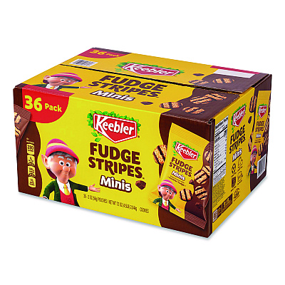Keebler Mini Cookies, Fudge Stripes, 2 oz Pouch, 36/Box (22002517)
