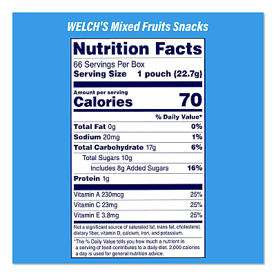 Snack Box Pros Doritos Nacho Cheese Tortilla Chips and Welch's Mixed Fruit Snacks, (50) 1oz Bag Chips, (66) 0.8 oz Pouch Fruit Snacks/Bundle (60004174)
