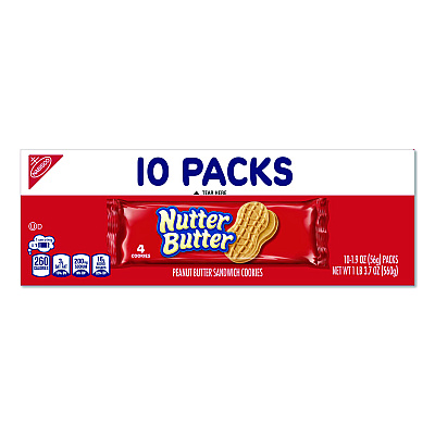 Nabisco Nutter Butter, Peanut Butter, 1.9 oz, 4 Cookies/Pack, 10 Packs/Box (07835)