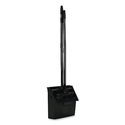 Carlisle Duo-Pan Upright Dust Pan and Broom, 11.8w x 36h, 24.5" Handle, Plastic, Black (36141503)
