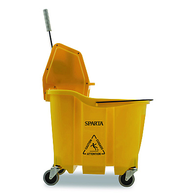 Carlisle OmniFit Mop Bucket with Down Press Wringer, 35 qt, Yellow (4690404)